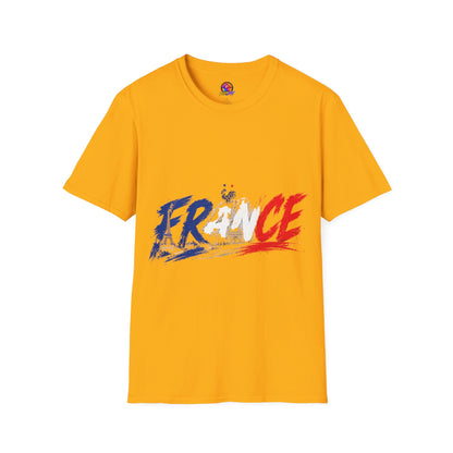 France Brushstroke Graphic T-Shirt — Tricolor Soccer/Travel Fan Tee