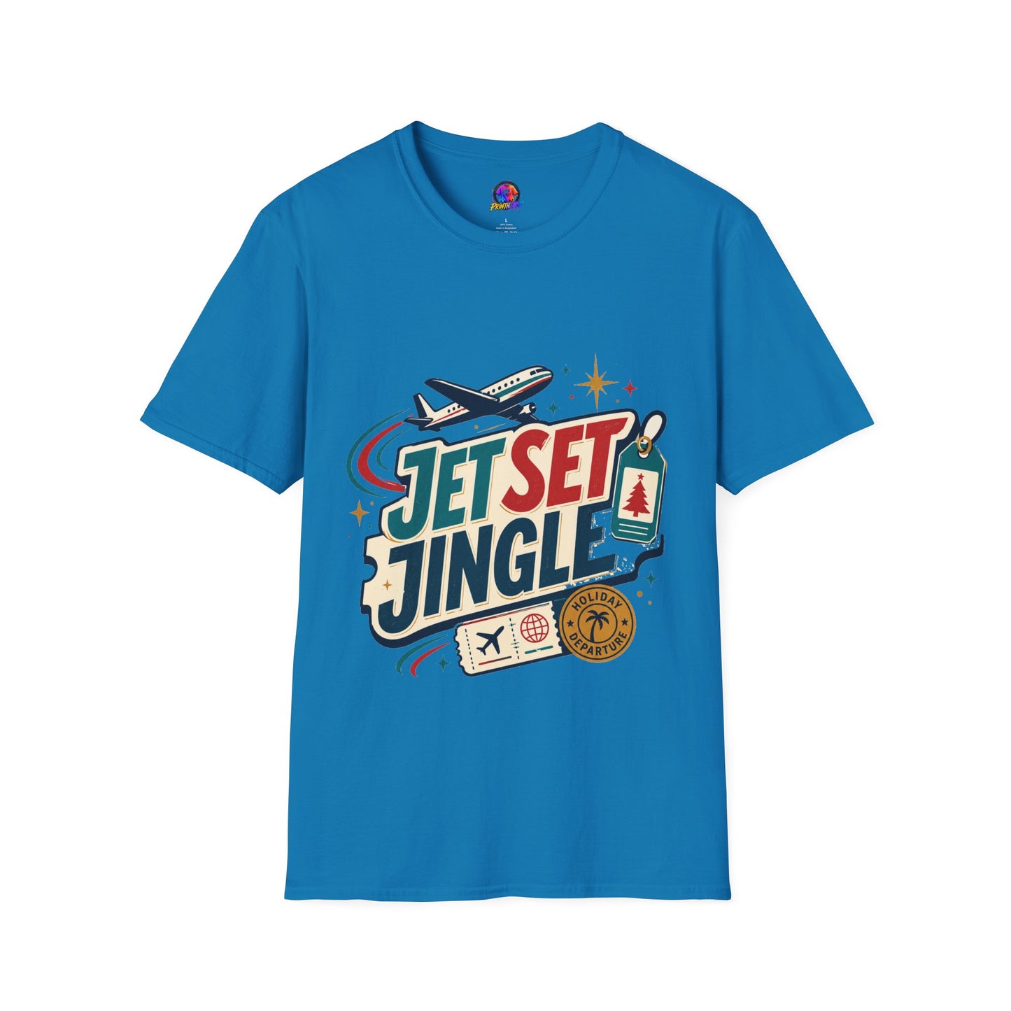 Jet Set Jingle Travel T-Shirt — Retro Airplane Vacation Graphic