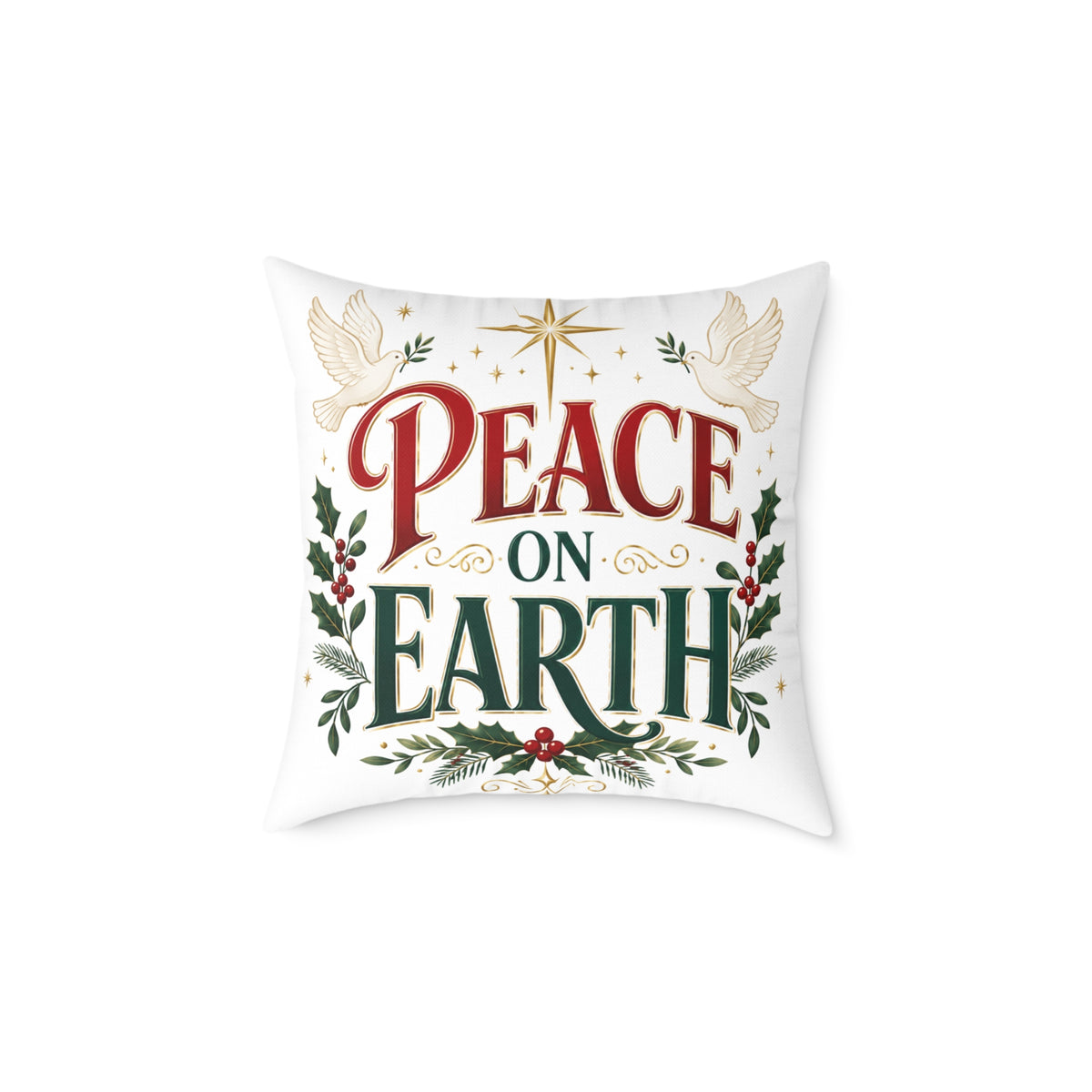 Christmas Peace on Earth Holiday Throw Pillow — Christmas Decorative Square Cushion