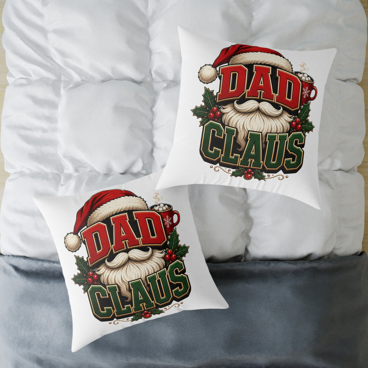 Dad Claus Christmas Pillow - Holiday Santa Dad Decorative Throw Pillow