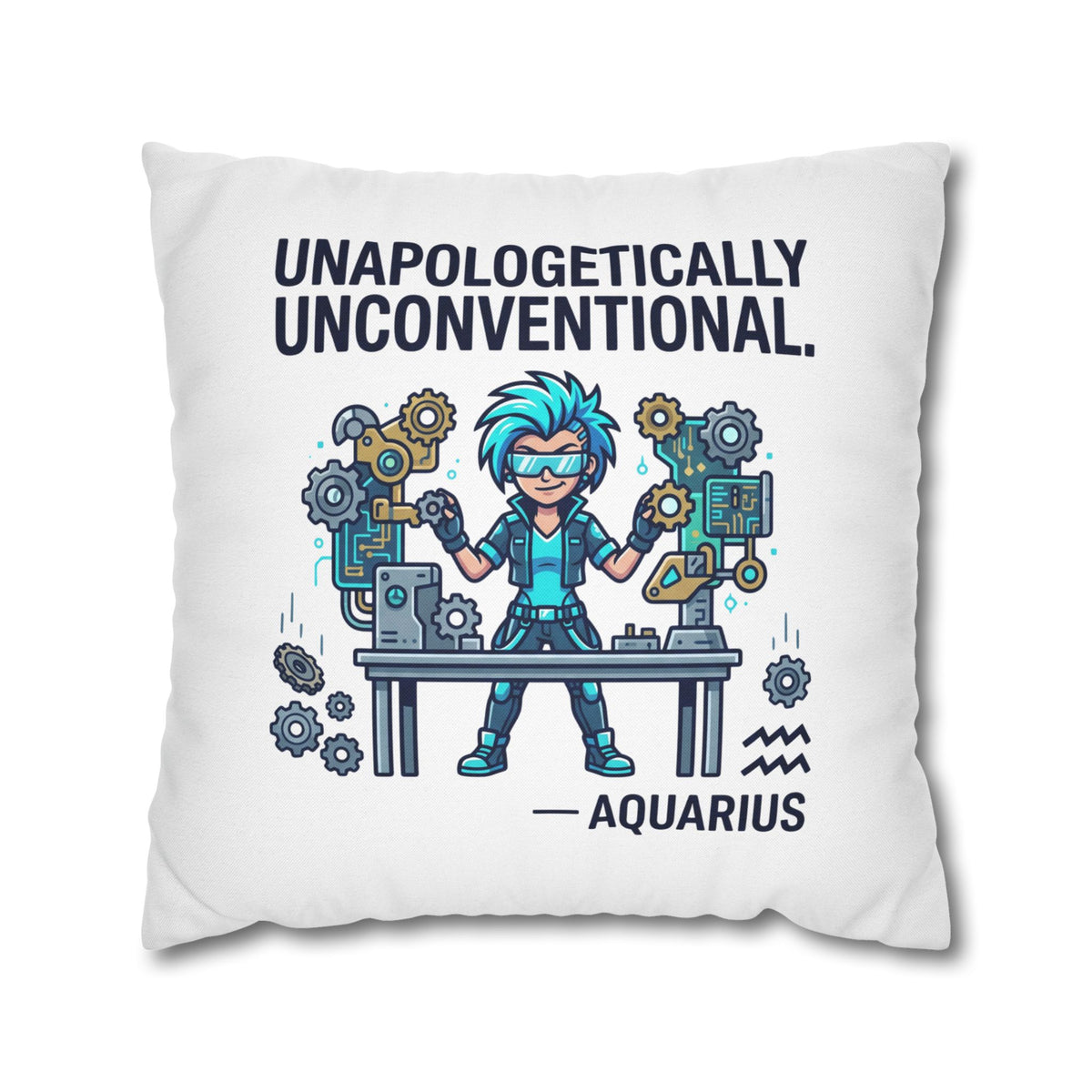 Aquarius Zodiac Spun Polyester Square Pillowcase