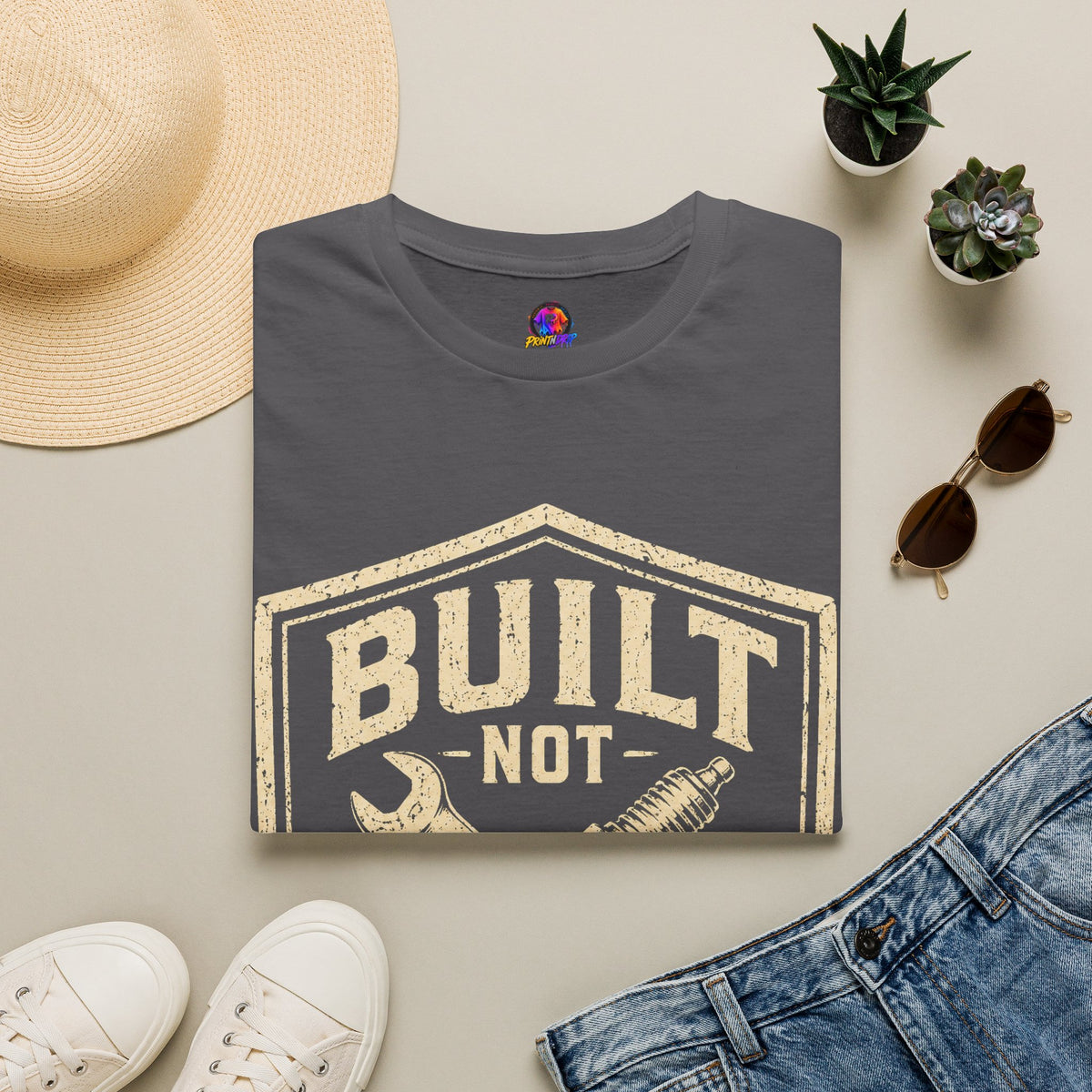 Built Not Bought T-Shirt — Vintage Mechanic Auto Repair Tee