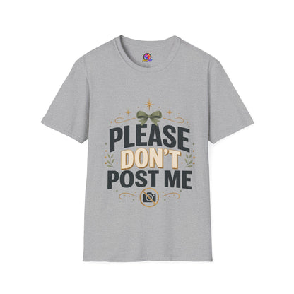 T-Shirt — Please Don’t Post Me Graphic Tee (Cute Bow, Social Media Humor)