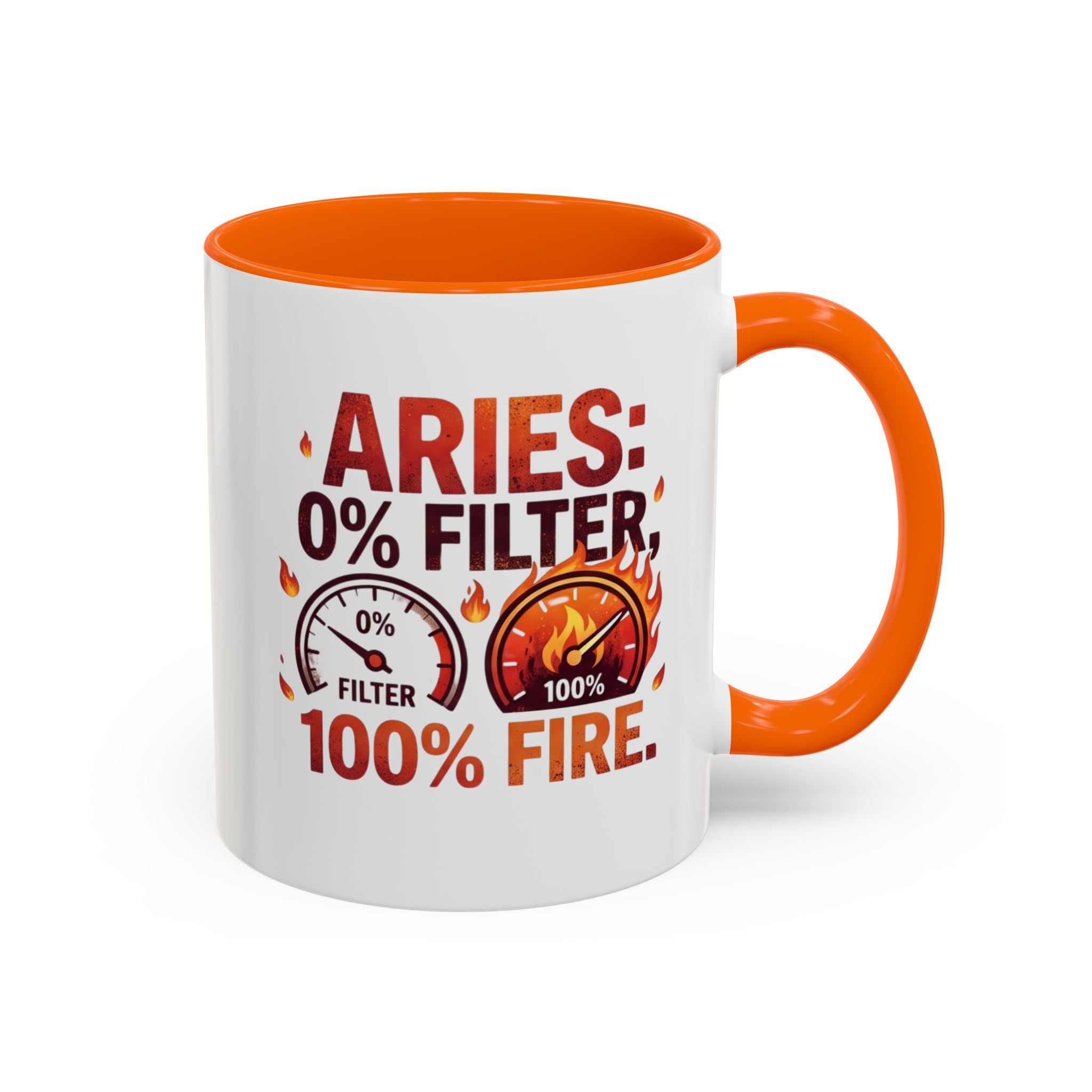 Aries Coffee Mug — "0% Filter, 100% Fire" Zodiac Astrology Mug