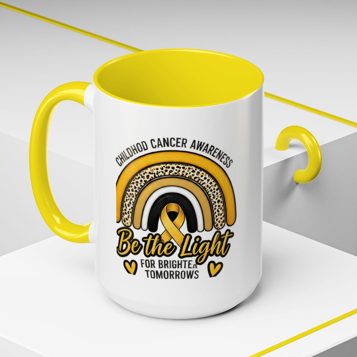 Childhood Cancer Awareness Accent Coffee Mug — "Be the Light" 11/15oz