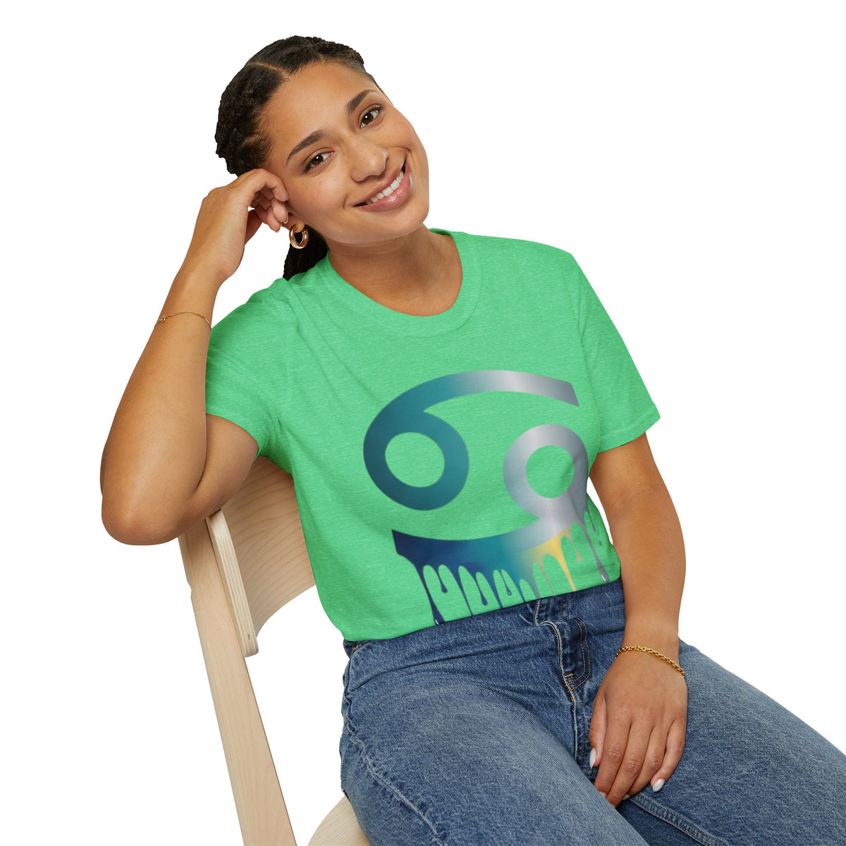 Cancer Zodiac T‑Shirt — Dripping Gradient Astrology Tee (Cancer Symbol)