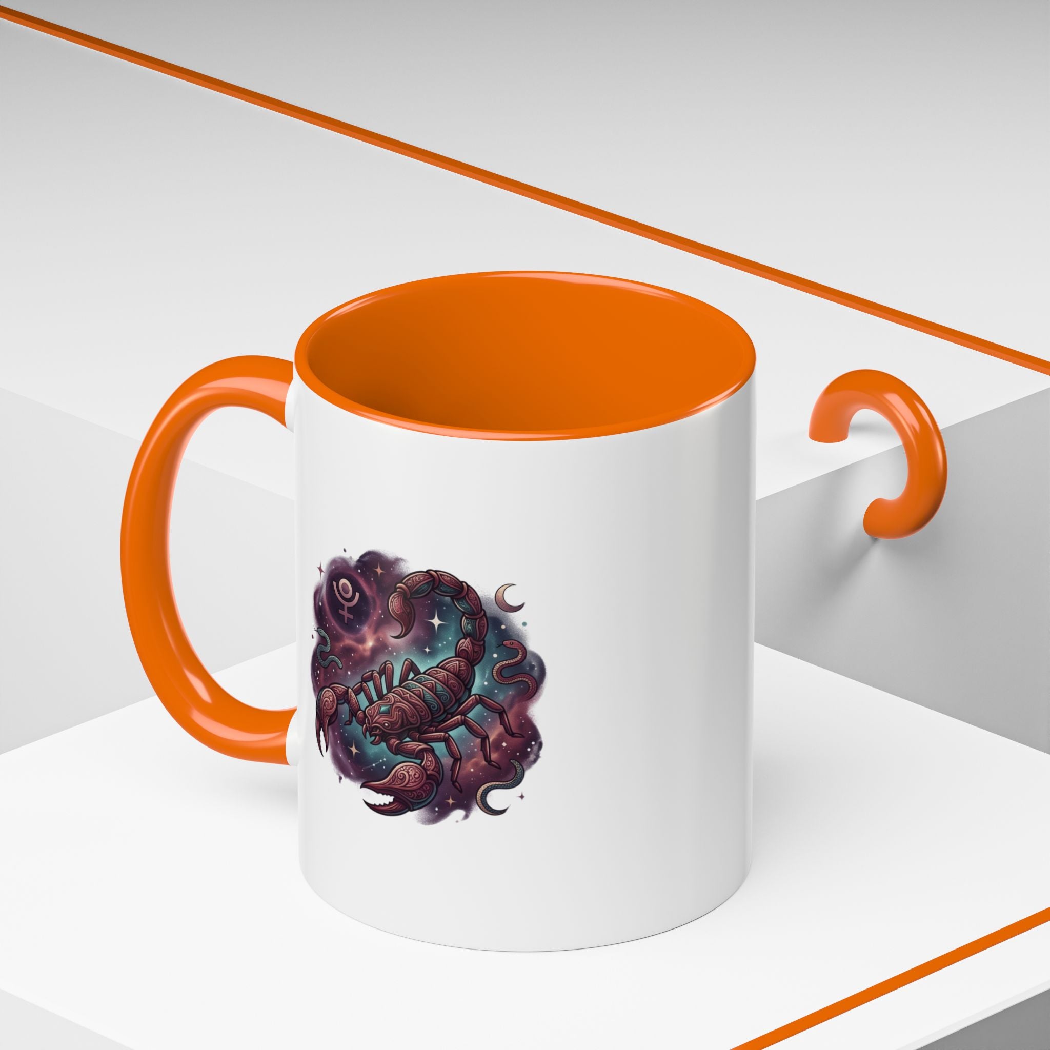 Scorpio Zodiac Accent Coffee Mug — Celestial Scorpion Astrology Design