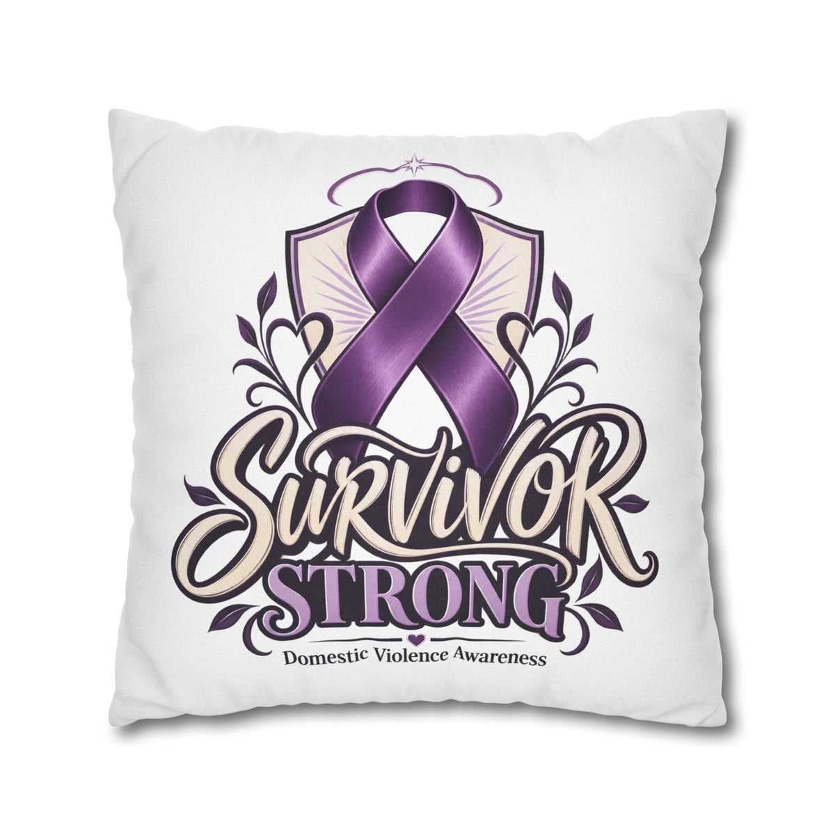 Survivor Strong Domestic Violence Awareness Square Pillowcase