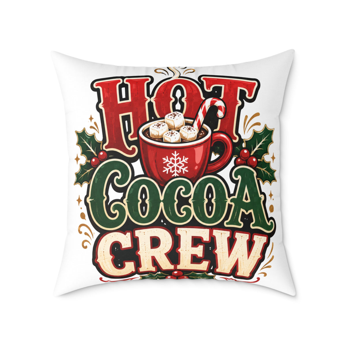 Christmas Hot Cocoa Crew Throw Pillow — Christmas Holiday Decorative Cushion