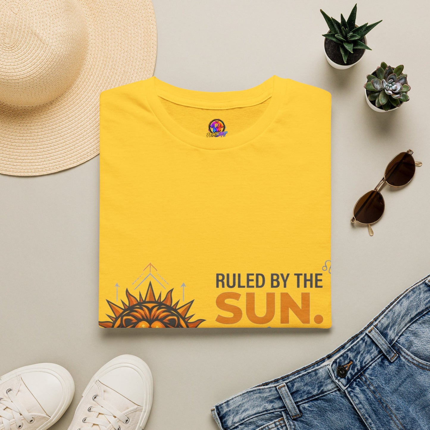 Leo Zodiac T-Shirt — "Ruled by the Sun. Ambitious by Nature. LEO."