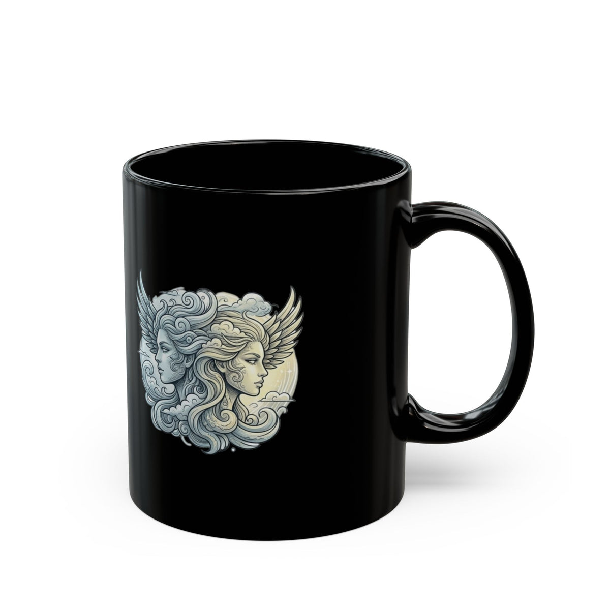 Gemini Zodiac Black Mug