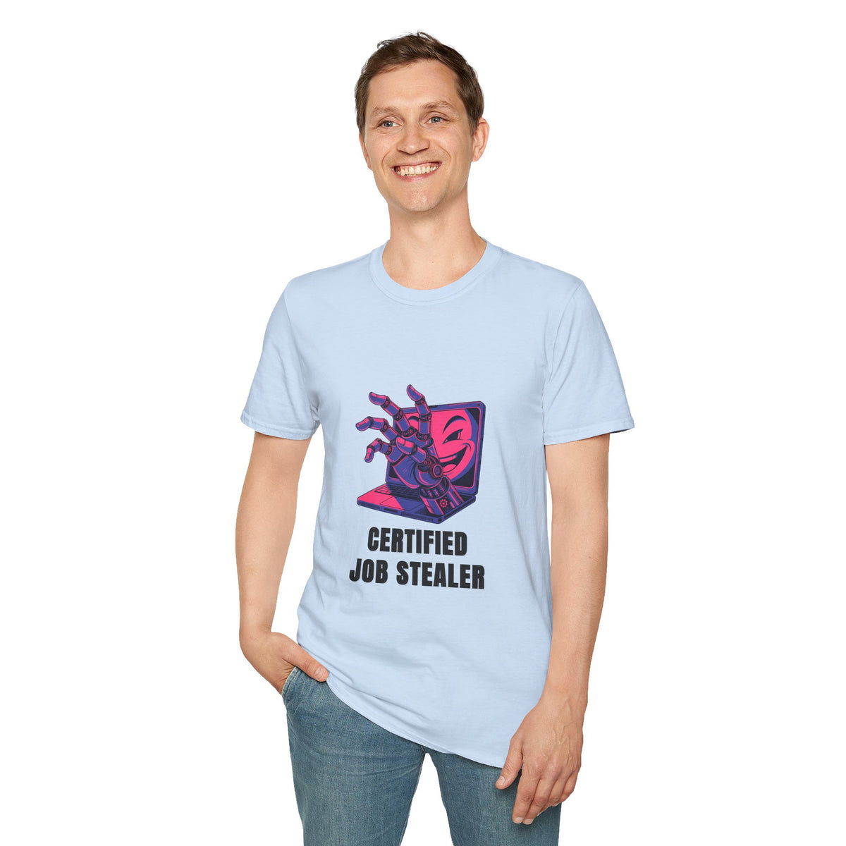 Certified Job Stealer T-Shirt — Retro Cyber Hand Graphic Tee - Trending Now - August 2026