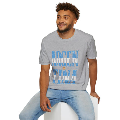 Argentina Flag Graphic T‑Shirt — Vintage Blue Distressed Typography