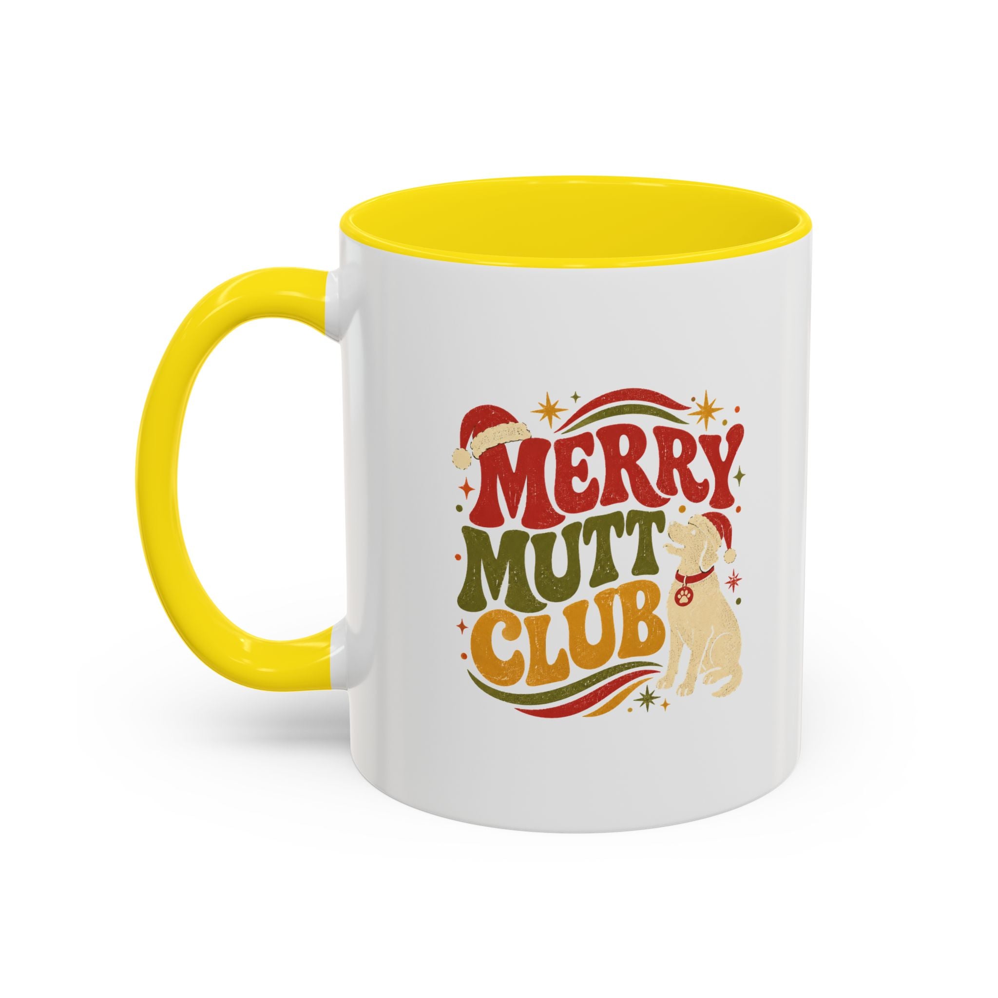 Modern Day Christmas Merry Mutt Club Accent Coffee Mug — Festive Dog Lover Holiday Gift