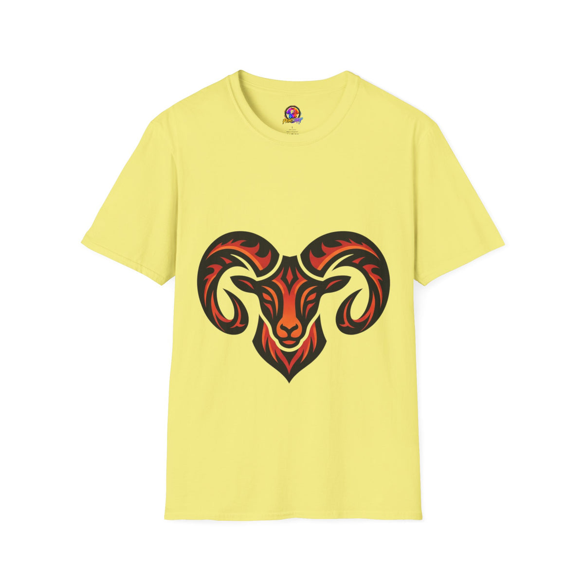 Aries Zodiac Ram Head Graphic T-Shirt — Tribal Flame Aries Design