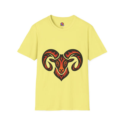 Ram Head Graphic T-Shirt — Tribal Flame Aries Design