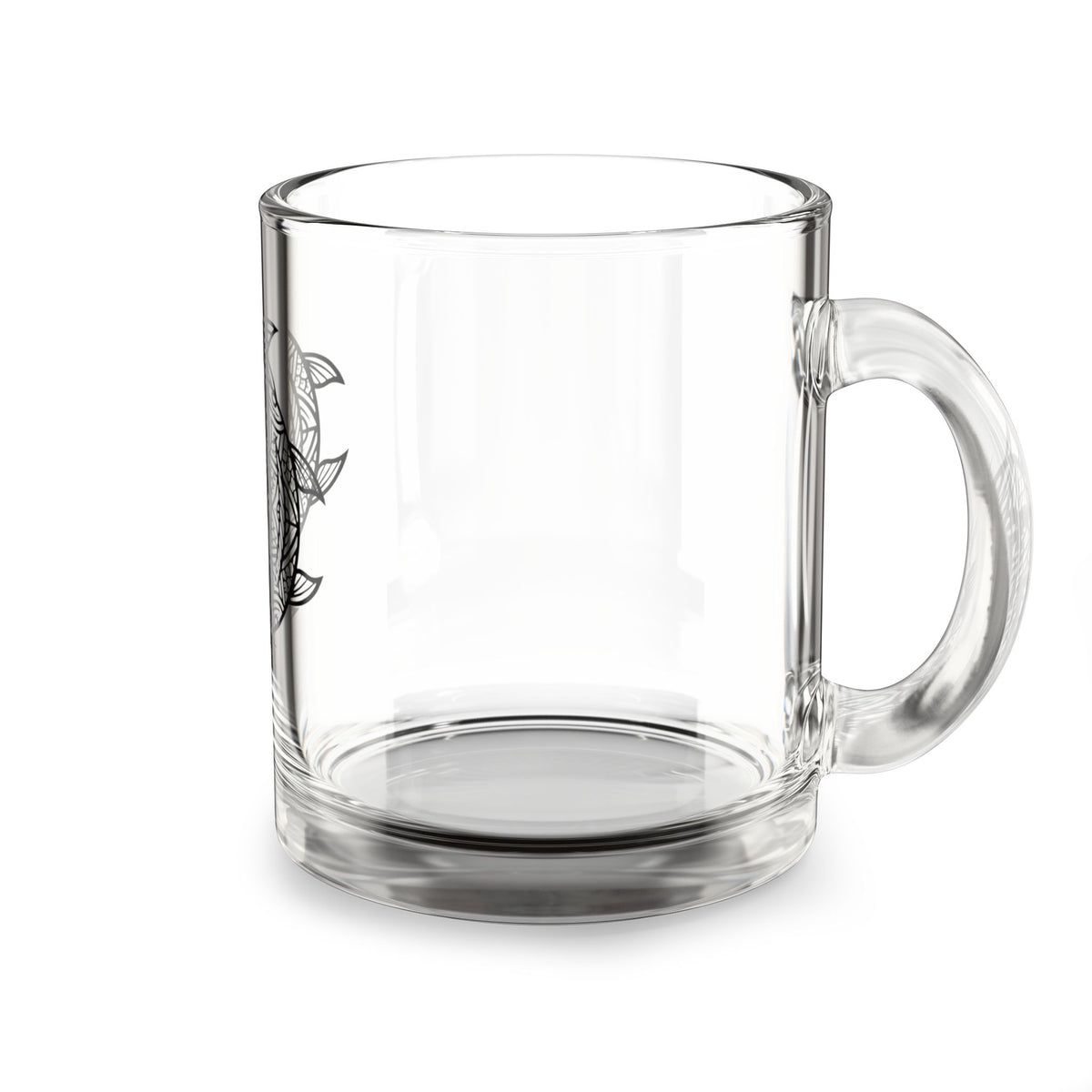Pisces Zodiac Glass Mug — Intricate Celtic Turtle Line Art 10oz