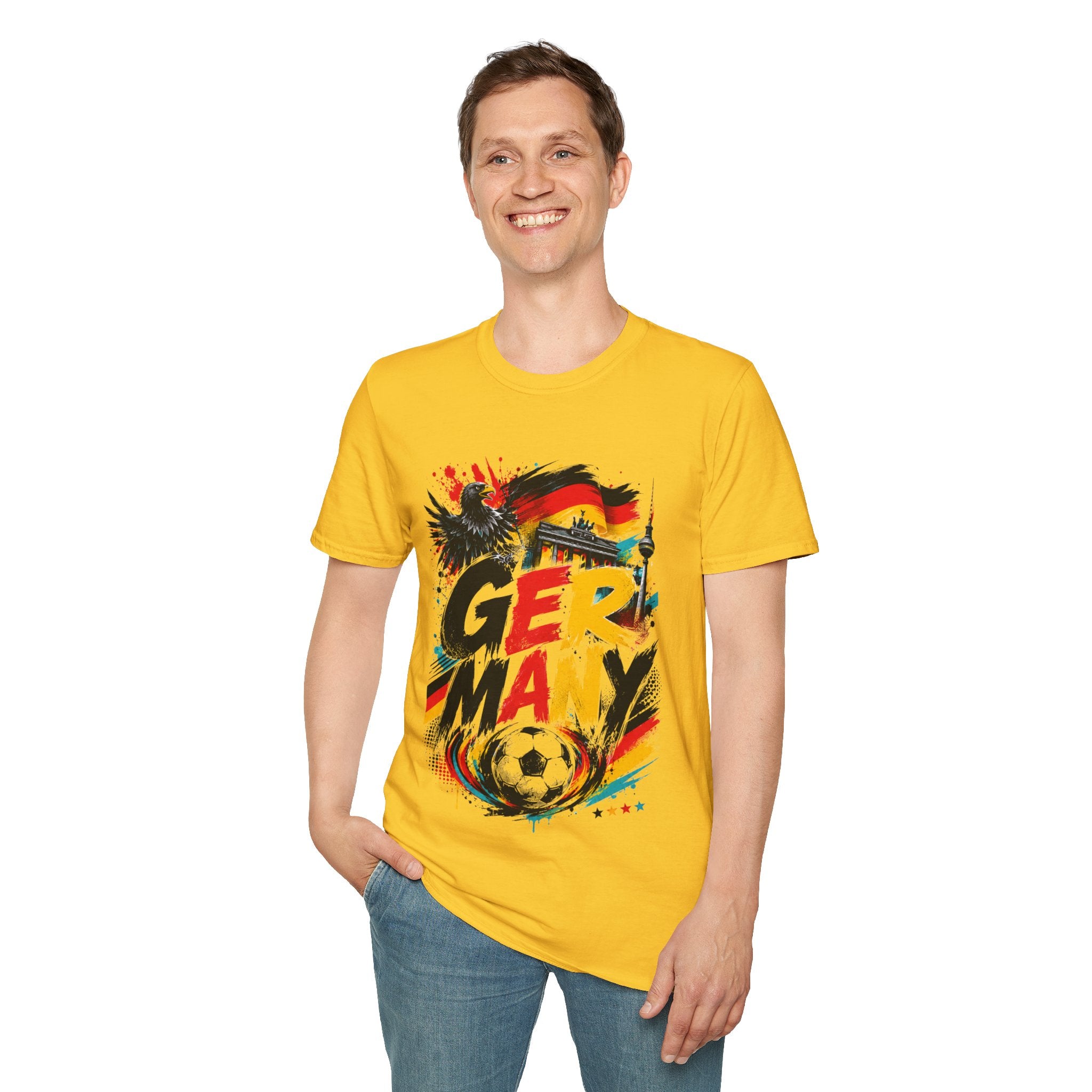 Germany Soccer Graphic T‑Shirt — Flag, Eagle & Brandenburger Tor Design