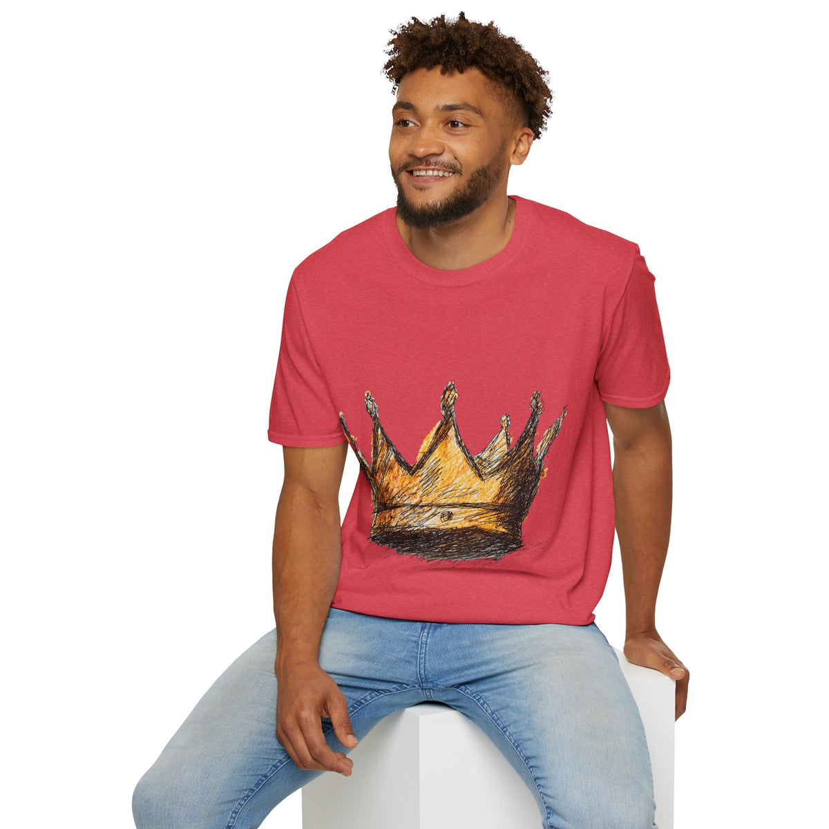 Crowned Sketch T‑Shirt — Hand‑Drawn Gold Crown Graphic Tee