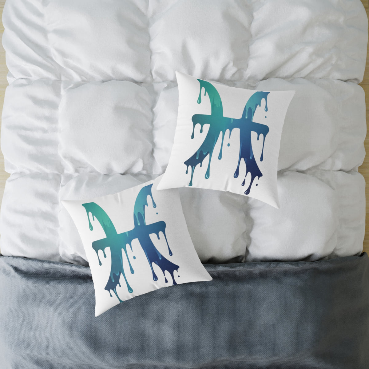 Dripping Zodiac Pisces Square Poly Canvas Pillow