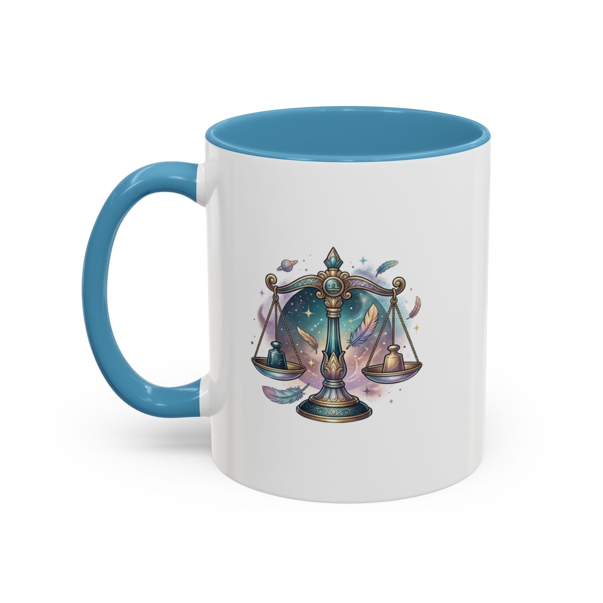 Libra Zodiac Scales Accent Coffee Mug — Astrology Constellation Gift
