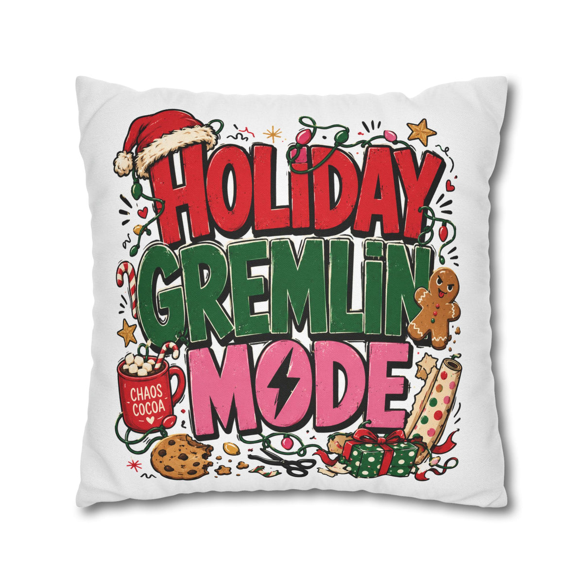 Holiday Gremlin Mode Pillowcase Modern Day Christmas