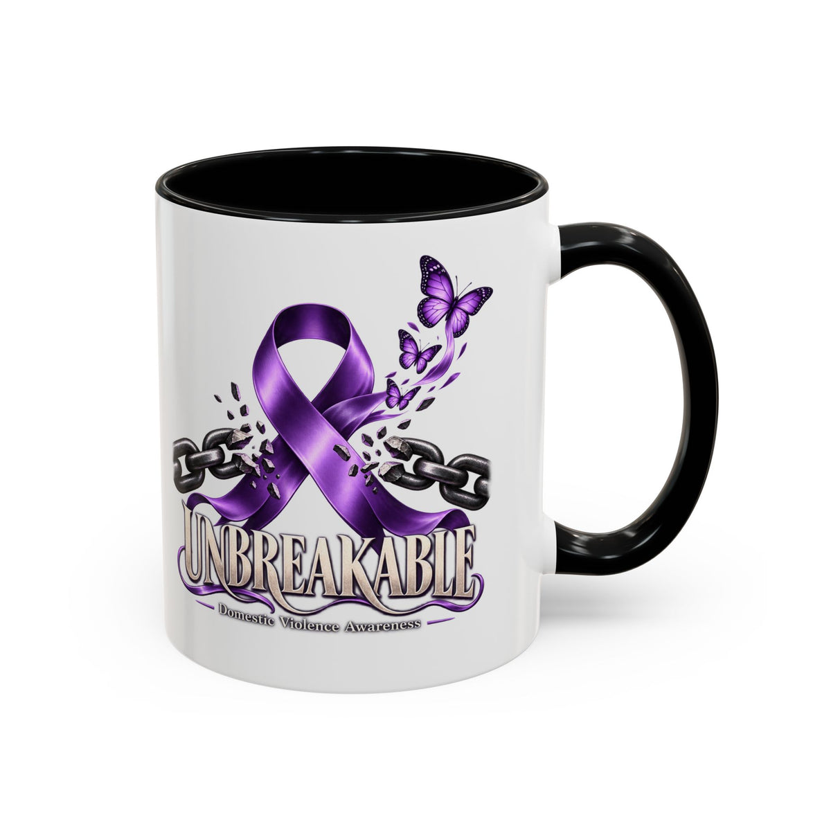 Unbreakable Purple Ribbon Coffee Mug —Domestic Violence Awareness Support Accent Mug