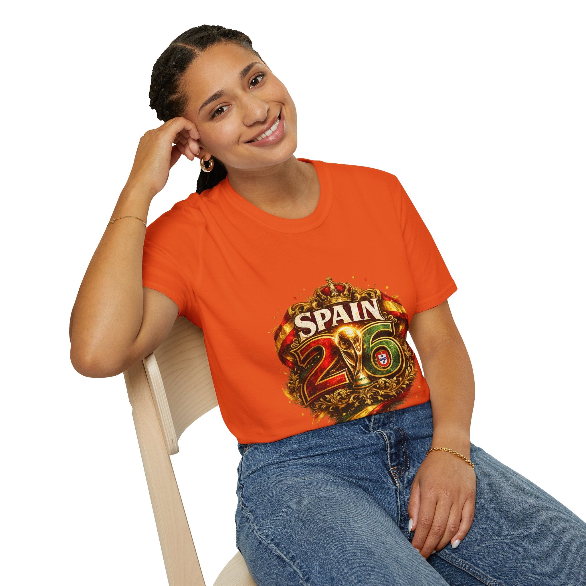 Spain 26 Graphic T-Shirt — Vintage Crowned Soccer Fan Tee