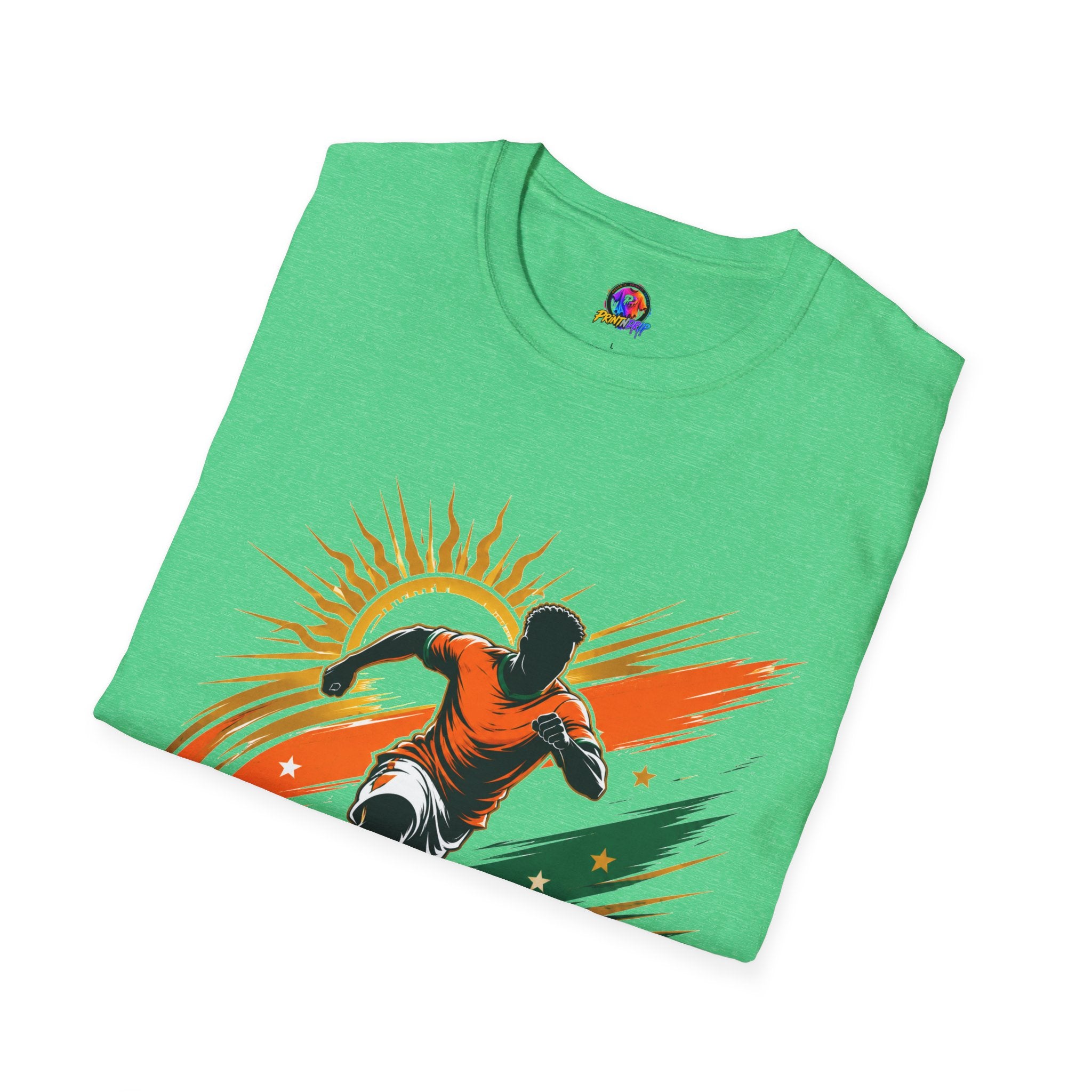 Côte d'Ivoire Orange Power Soccer T-Shirt — Dynamic Player Graphic Tee