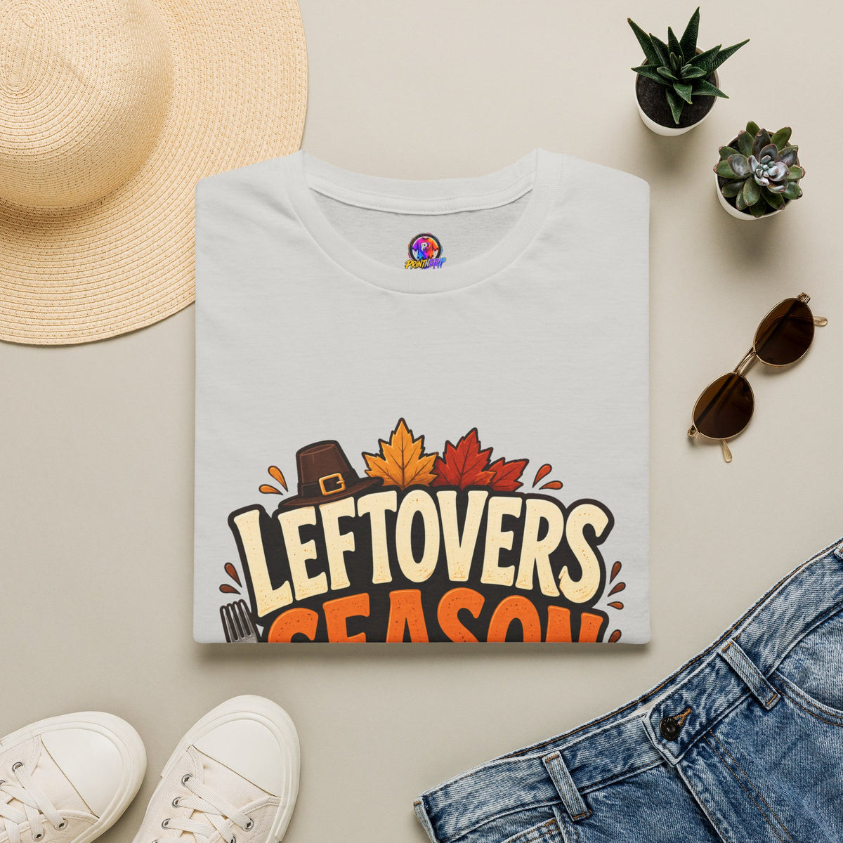 Thanksgiving T-Shirt Leftovers Season T-Shirt — Funny Thanksgiving Turkey & Pie Graphic Tee