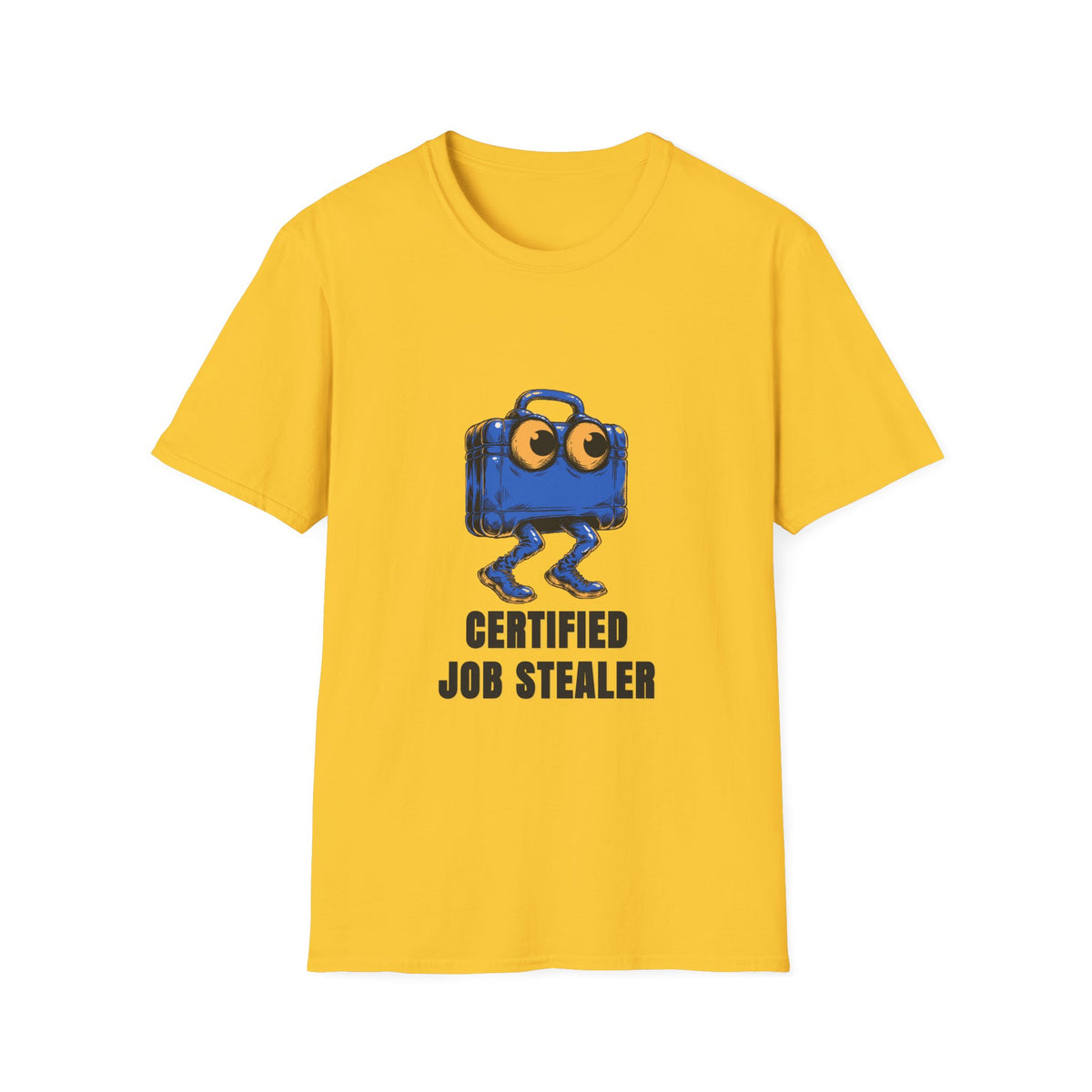 T-Shirt — Certified Job Stealer Funny Blue Suitcase Graphic - Trending Now - August 2026