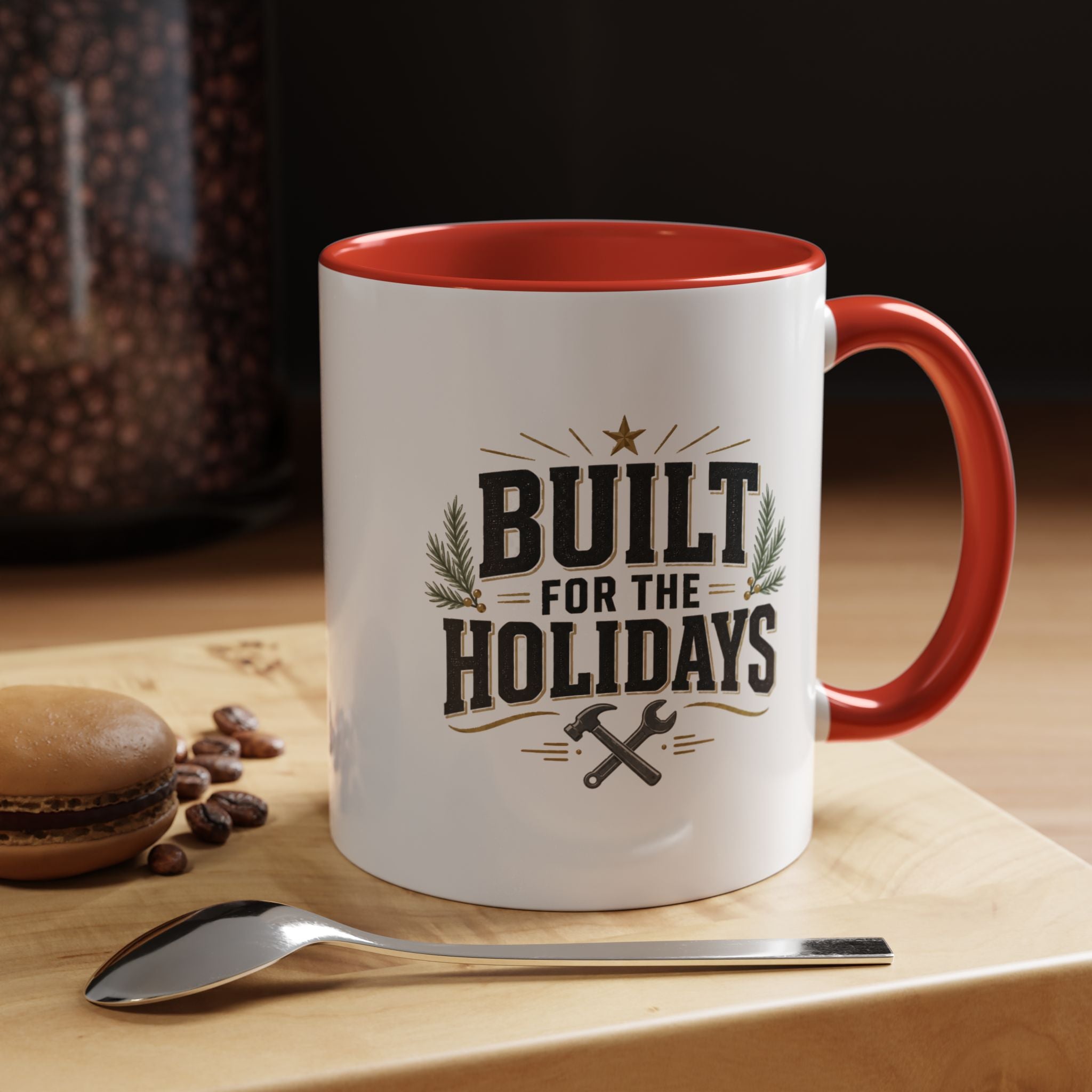 Christmas Built for the Holidays Accent Coffee Mug – Holiday Workshop Coffee Cup