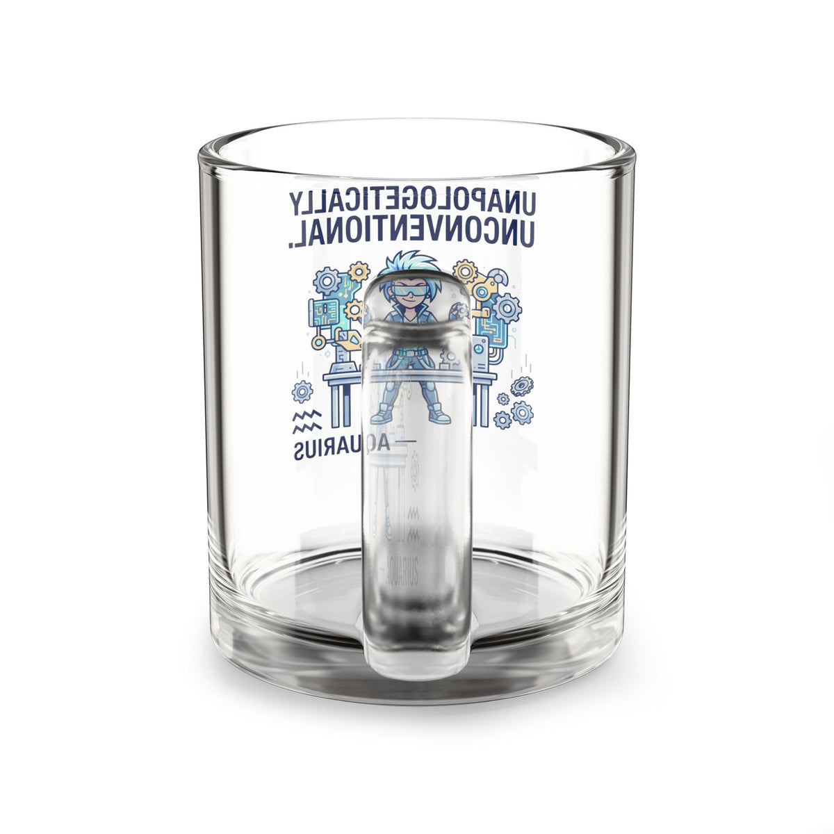 Aquarius Glass Mug — "Unapologetically Unconventional" 10oz Zodiac Coffee Cup