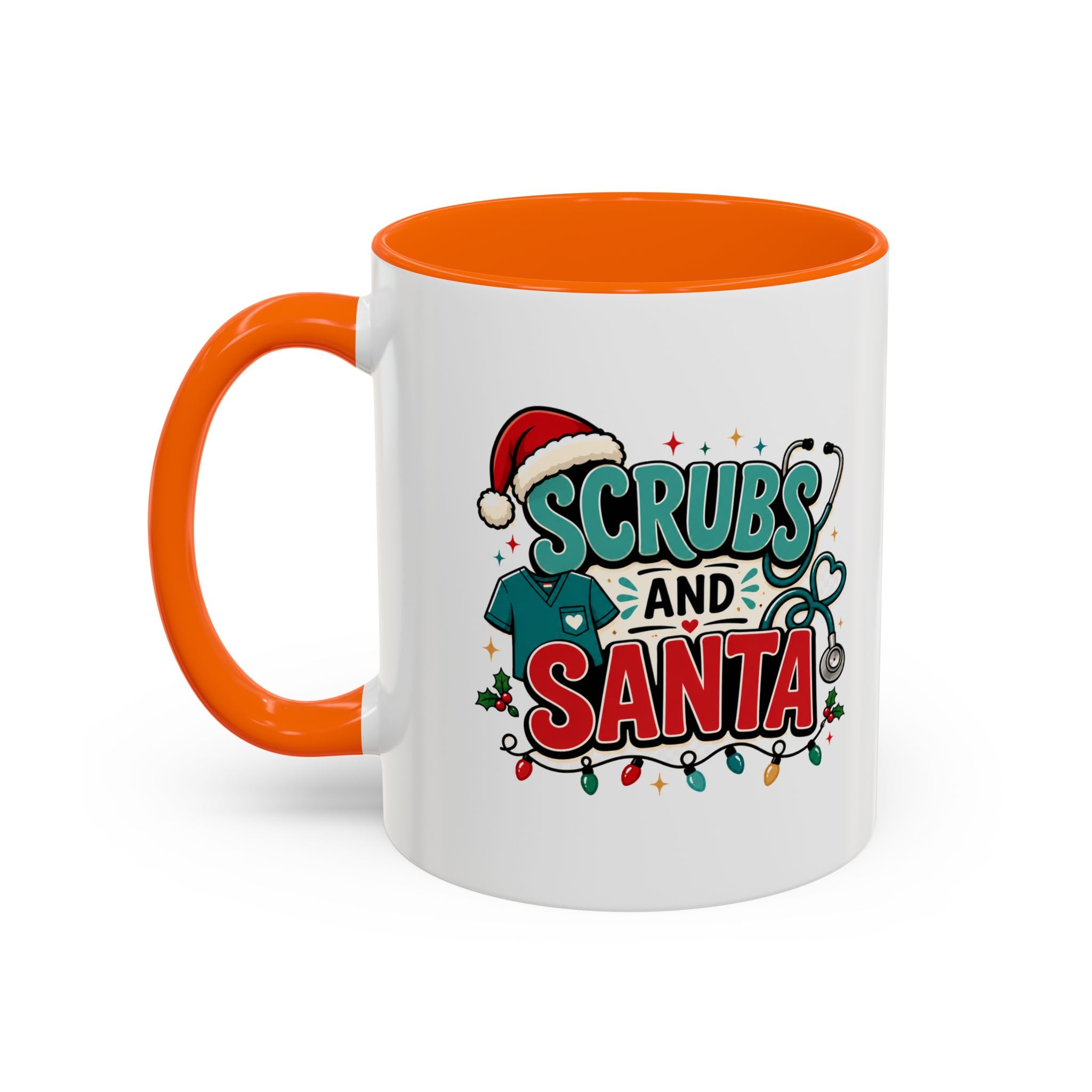 Modern Day Christmas Scrubs and Santa Coffee Mug — Funny Christmas Nurse Gift
