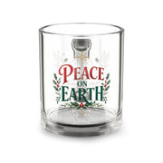Christmas Glass Mug 10 oz Peace on Earth Glass Mug — 10oz Christmas Holiday Coffee Cup