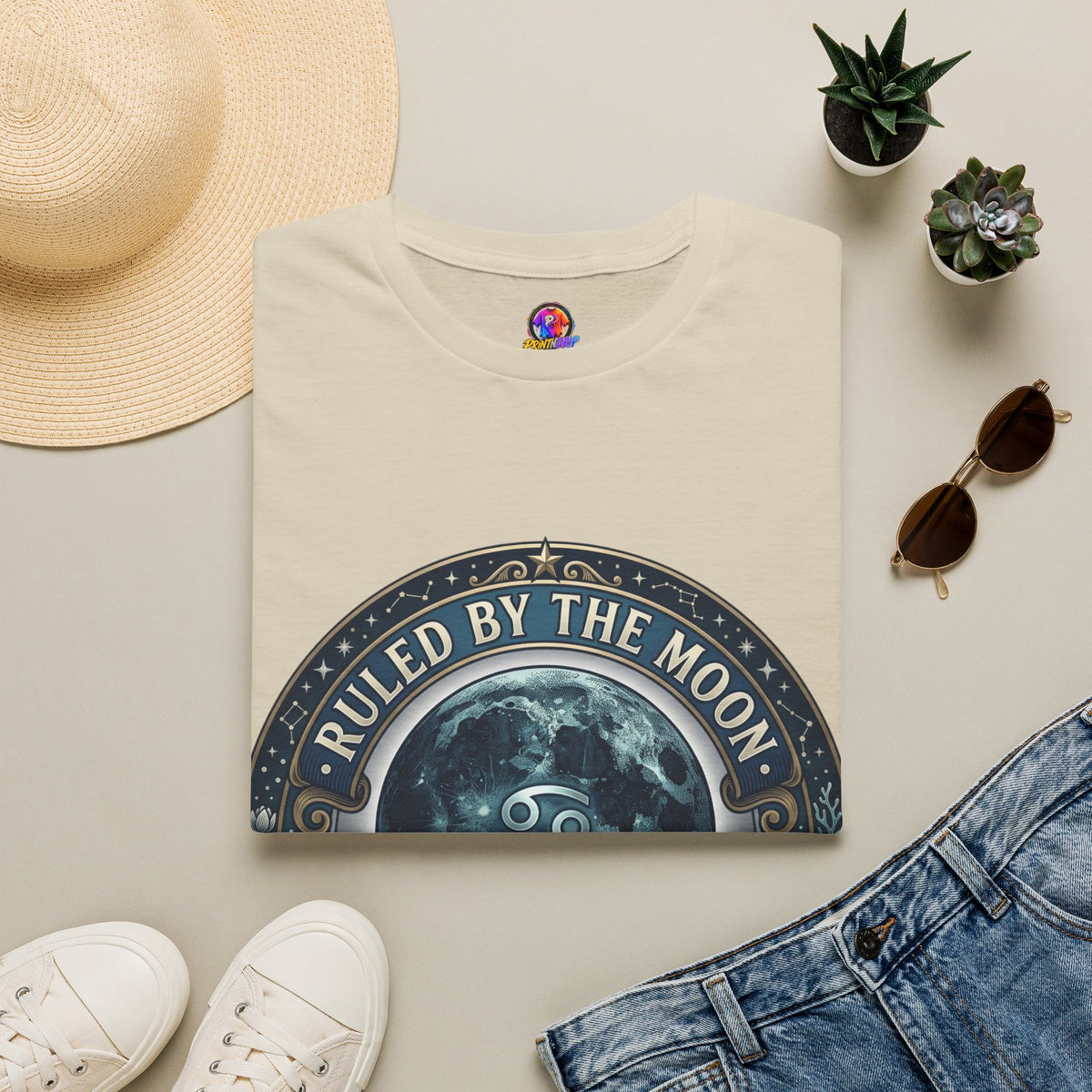 Cancer Zodiac Ruled by the Moon T-Shirt — Celestial Astrology Zodiac Graphic Tee