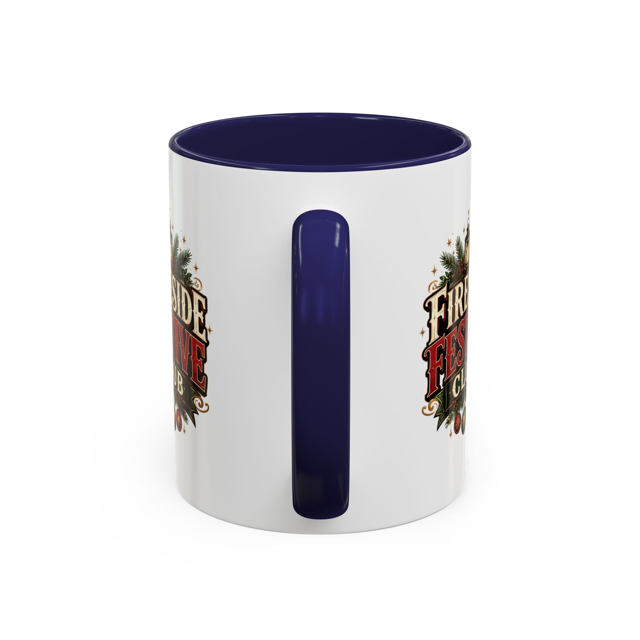 Fireside Festive Club Accent Coffee Mug — Holiday Christmas Hot Cocoa Gift