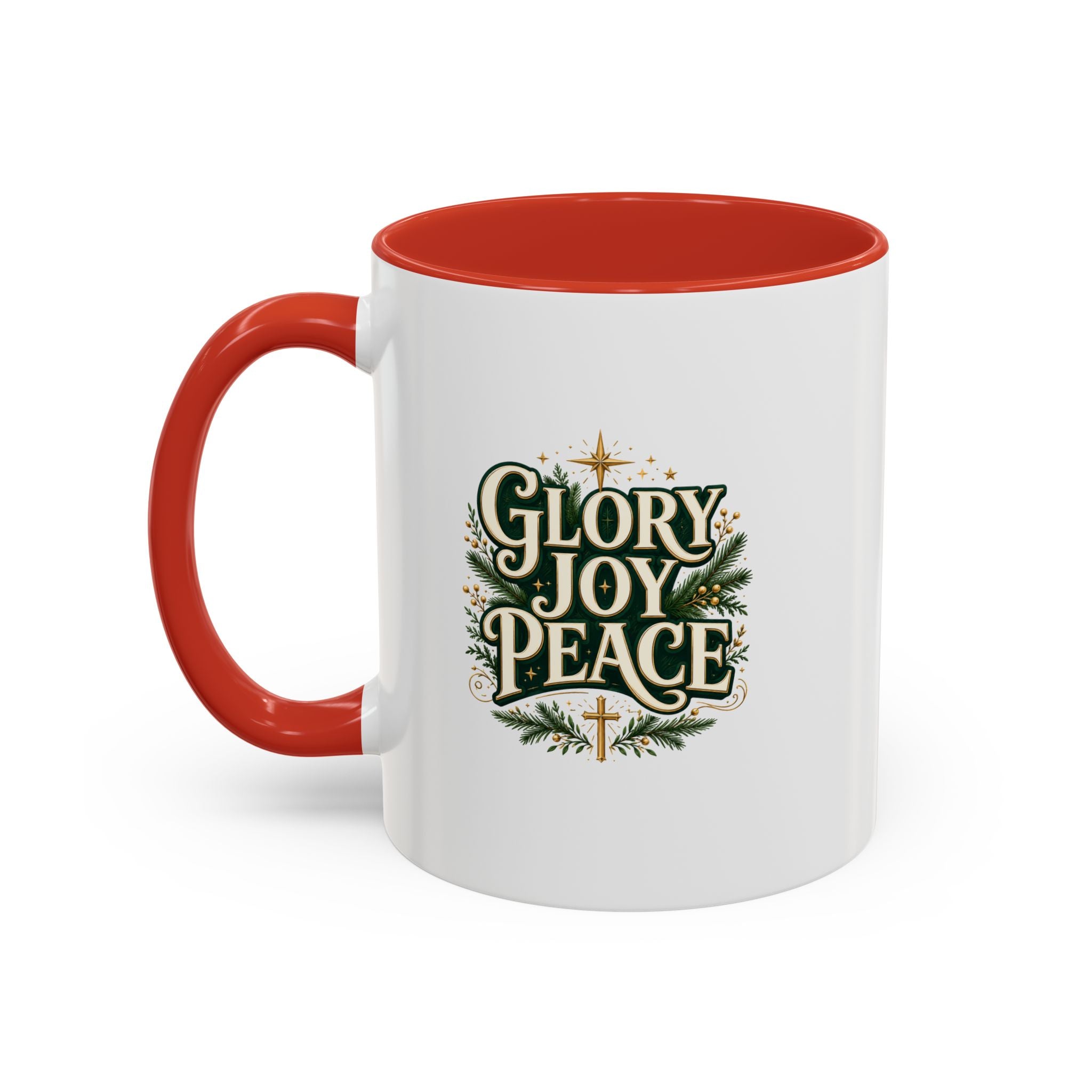 Glory Joy Peace Christmas Coffee Mug - Holiday Scripture Accent Mug