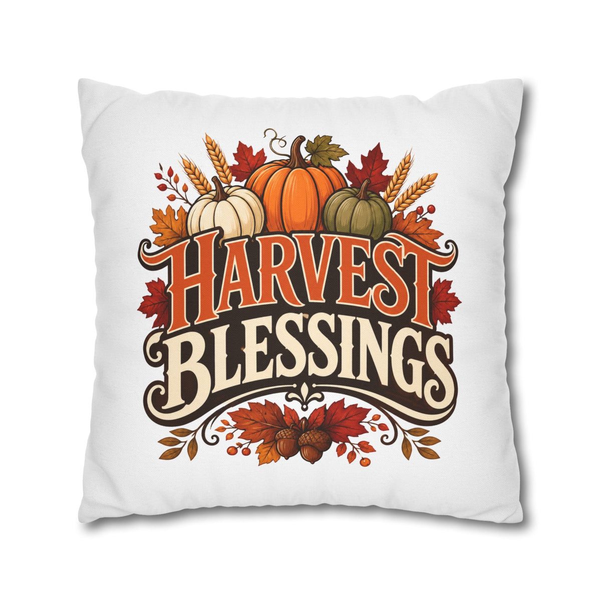 Thanksgiving Harvest Blessings Throw Pillowcase — Autumn Pumpkin Fall Decor