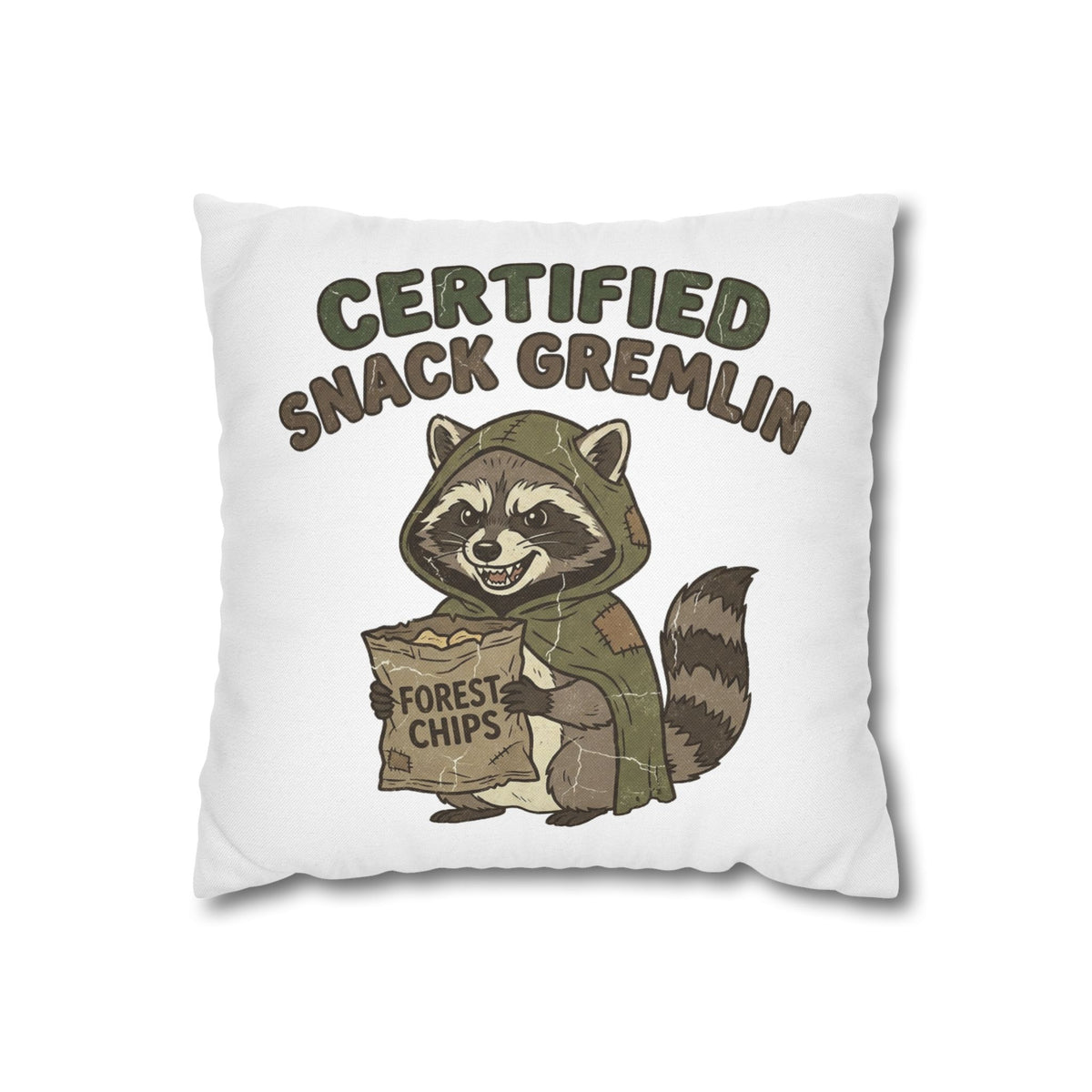 Funny Certified Snack Gremlin Raccoon Throw Pillowcase