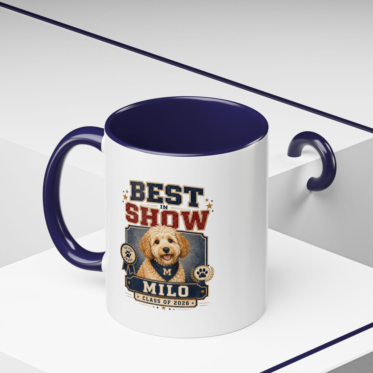 Milo Bailey Dog Dad Mom Best in Show Personalized Dog Photo Coffee Mug — Custom Name & Year