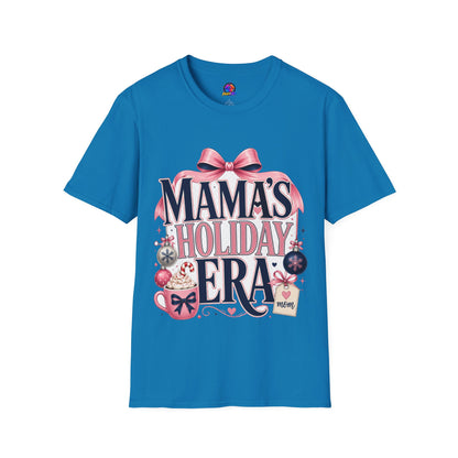 Mama's Holiday Era T-Shirt — Festive Pink Bow Christmas Tee for Moms