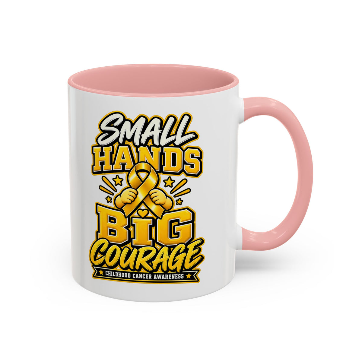 Coffee Mug - "Small Hands Big Courage" Childhood Cancer Awareness Accent Mug