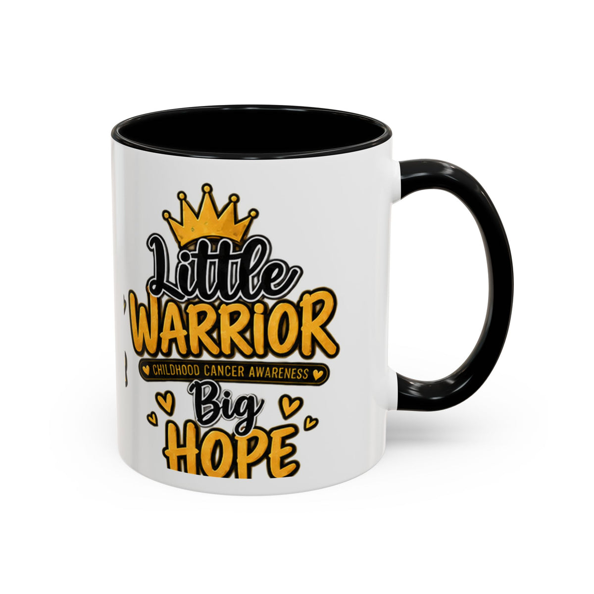 Little Warrior Childhood Cancer Awareness Coffee Mug – "Big Hope" Accent Mug