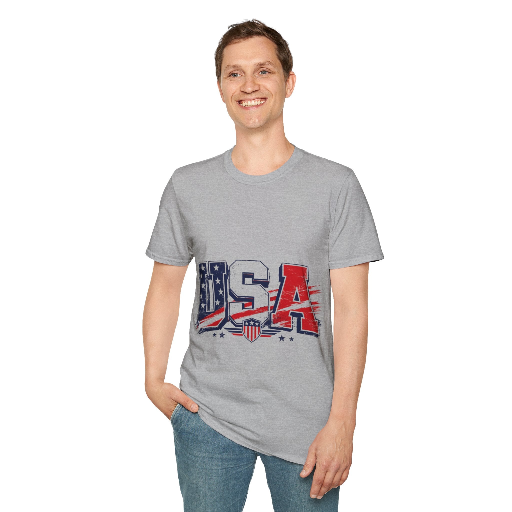 USA Flag Graphic T-Shirt — Patriotic Red White & Blue Tee