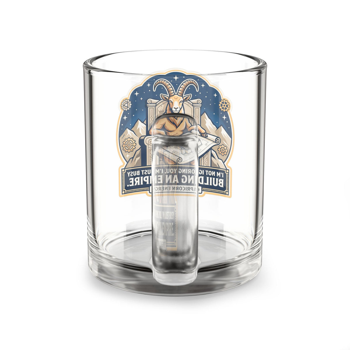 Capricorn Glass Mug - "Building An Empire" 10oz Zodiac Coffee Cup