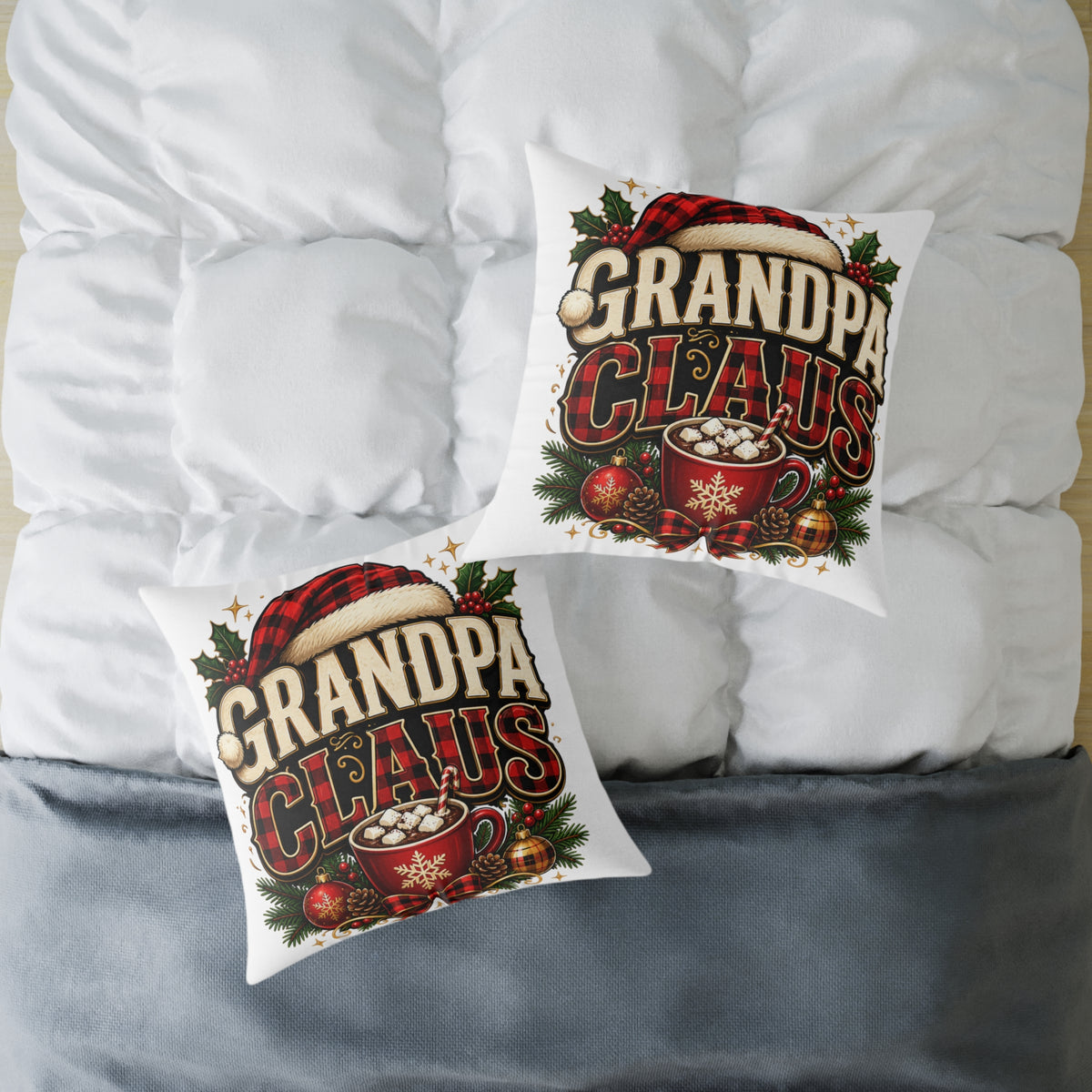 Grandpa Claus Christmas Throw Pillow — Festive Holiday Decorative Cushion