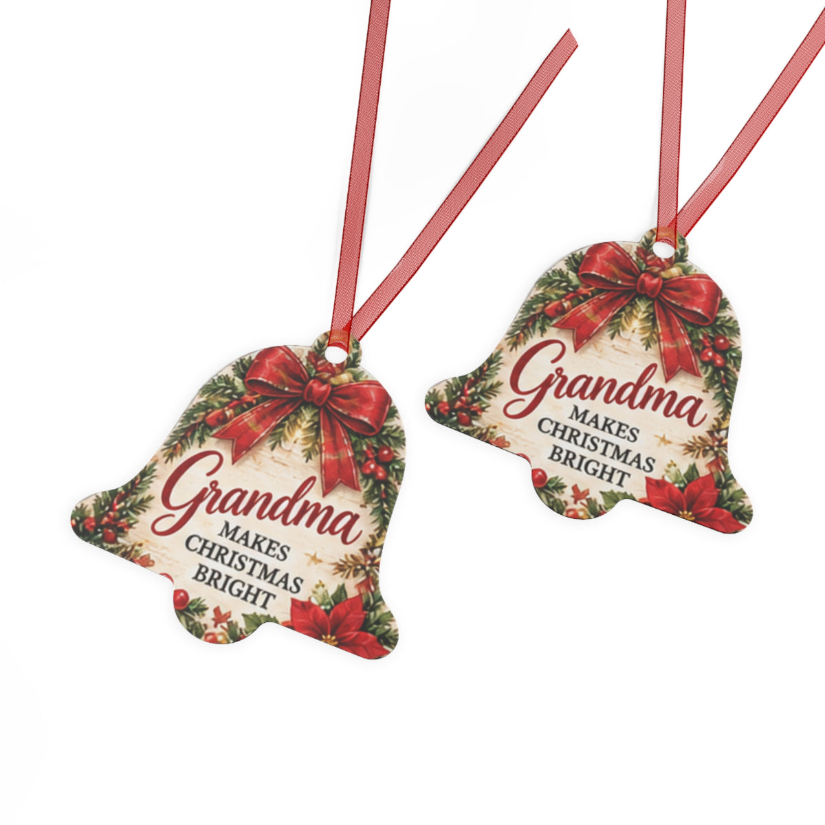 Grandma Makes Christmas Bright Bell Ornament — Personalized Holiday Metal Ornament