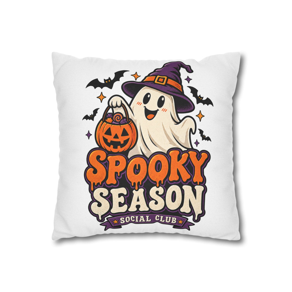 Spooky Season Pillow Cover — Halloween Ghost Pumpkin Decorative Throw Pillowcase
