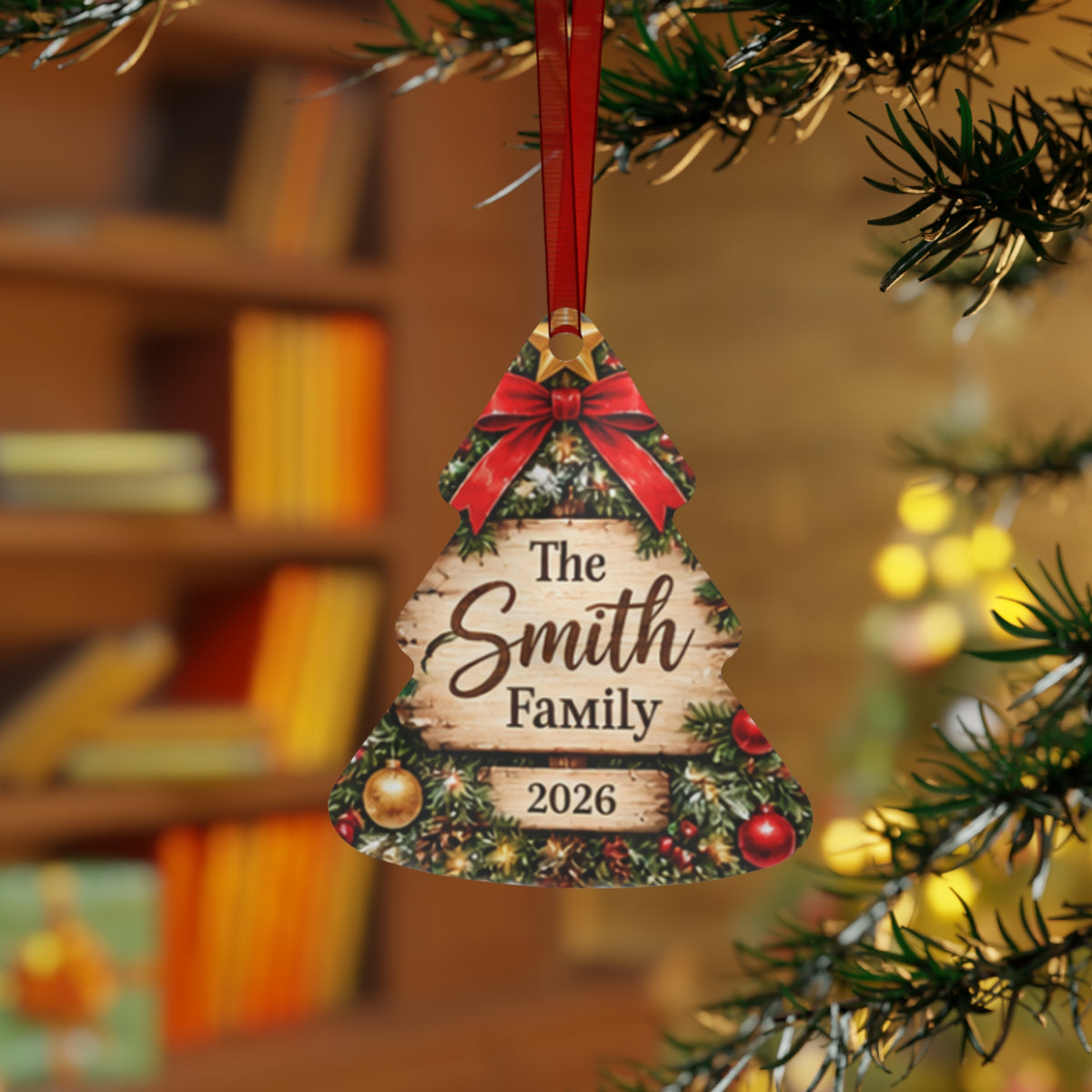 Personalized Family Metal Ornament — Custom 'The Smith Family 2026' Christmas Tree Decoration